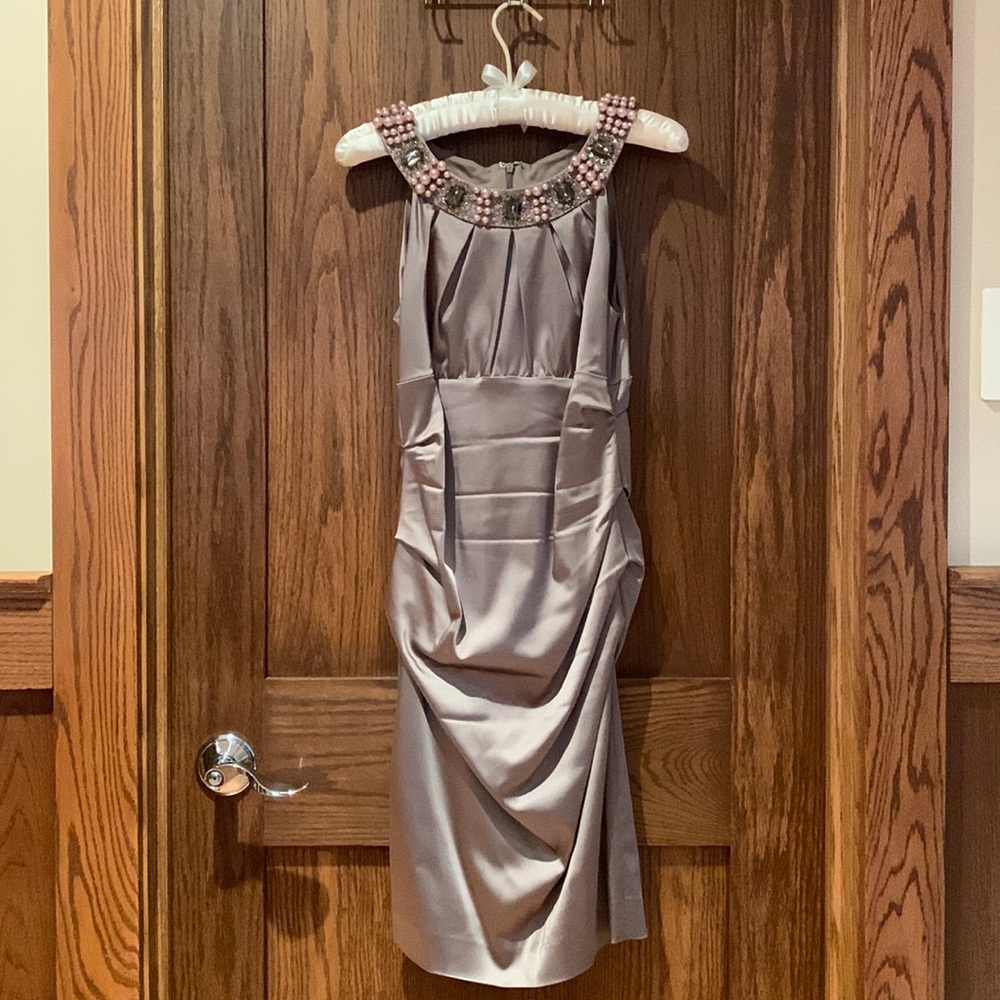 Size 4, Suzi Chin. Color: Champagne. Knee Length. Wear to Black-Tie event.